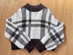 クロップドセーター ブラウン M