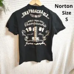 【入手困難デザイン☆Norton】黒　スナップボタン　カットソー　サイズSのサムネイル