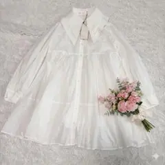 【LILLIAN CARAT】ビッグカラー ティアード チュニック ブラウス