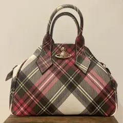 Vivienne Westwoodチェック柄ハンドバッグ ヤスミン 赤白 オーブ