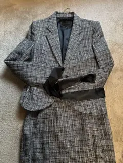 スカートスーツ ブラック・ホワイト チェック柄