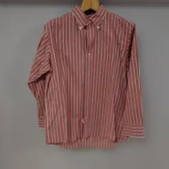【Aquascutum】 ストライプ柄 長袖ボタンダウンシャツ 2L