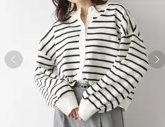 グローバルワーク　リッチライトニット2WAYカーディガン　ボーダー