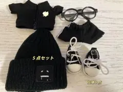 Labubuぬいぐるみ着せ替え服5点セット ブラック パーティ着替え