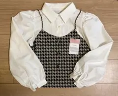 【cheri mi】雪莉蜜 千鳥格紋 吊帶拼接襯衫 F 碼