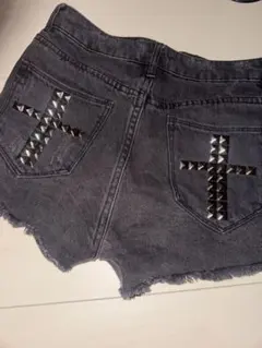 y2k グランジ スタッズショートパンツ ショートパンツ 平成ギャル 黒 十字架