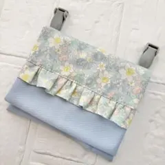 ‪✿花柄フリル 移動ポケット ハンドメイド スカイブルーのサムネイル