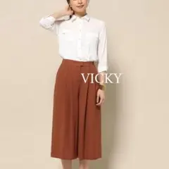 【VICKY】シャツ レイヤード風 オールインワン ガウチョ スカーチョ 秋服