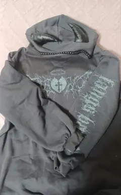 角付きフード グレー パーカー