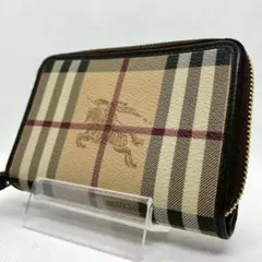 ◆美品/現行◆BURBERRY 二つ折り財布 ノバチェック シャドーホース
