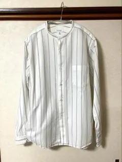 【美品】BEAUTY&YOUTH ストライプ バンドカラーシャツ 白 XL