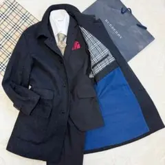 【ノブさん専用】バーバリーブラックレーベル 裏地：ノバチェック柄 ウール コート