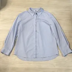 【完売】ユニクロ レーヨンブラウス ストライプ M ブルー