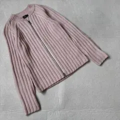 ⭐カルバンクライン 長袖 リブニット トップス M ピンク ジップアップ