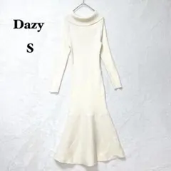 デイジー オフショルダー マーメイド ニットワンピース アイボリー S ロング丈