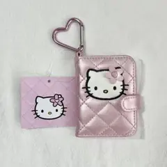 新品未使用 ハローキティ 手帳形ダブルミラー ミニチュアキルト ピンク