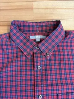 UNIQLO　ユニクロ　長袖シャツ　L寸　レッド　赤基調　チェック柄