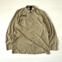 THE NORTH FACE ナイロンシャツ ベージュ M 刺繍ロゴ メンズ古着