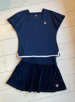 FILAフィラ＊ベロアスコートと縁取りの可愛いフレアー袖のトップス上下セットS