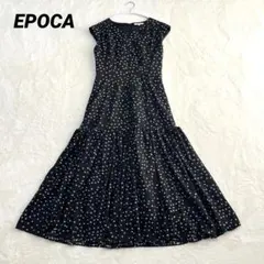 エポカ 23SS ドットジャカード ギャザーフレアドレス ロングワンピース 38