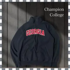 7564/チャンピオン ジョージア大学カレッジ刺繍ロゴ スウェットハーフジップL
