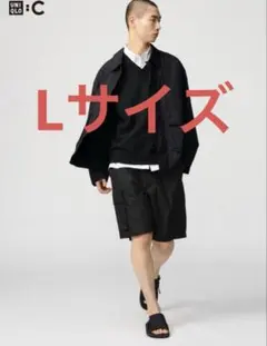 【新品未使用】UNIQLO C ワイドフィットカーゴショーツ Lサイズ ブラック