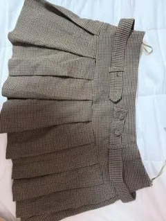 ZARA チェック柄 プリーツスカート ベルト付き