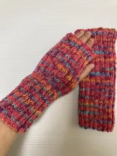 ☆オパール毛糸のカラフルニット指なしアームカバー