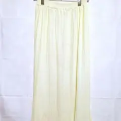 プリーツスカート ロング丈 パステルイエロー ウエストゴム 春夏