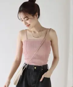 細紐サマーニットリブキャミソール