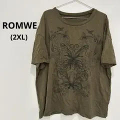 海外✨ROMWE （ロムウィー）蝶刺繍 ゆったりシルエット半袖Tシャツ(2XL)