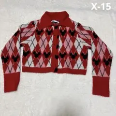 【ZARA 】ミッキーマウス アーガイルニットカーディガン