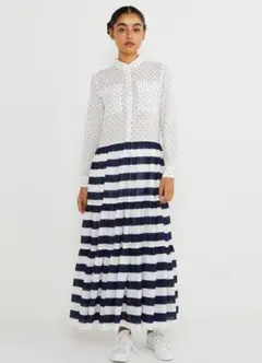 新品 ボーダーズアットバルコニー DOTS DRESS 切替 長袖ドレス 38のサムネイル