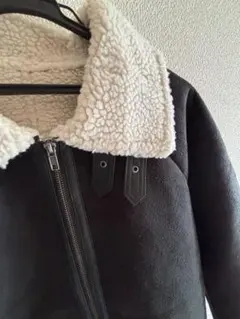 ダークグレー ボア襟ジャケット