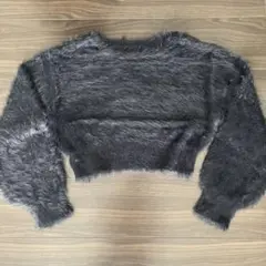 GRL フェザークロップド丈　ニット　長袖　トップス ブラック