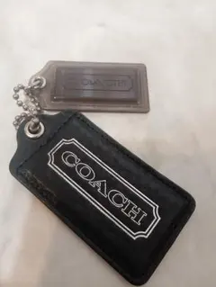 【美品】COACH ブラックレザー タグ型チャーム