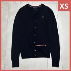 FRED PERRY ネイビー Vネックカーディガン XS