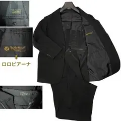 ロロ・ピアーナ 　ツイスター　ストライプ スーツ　セットアップ　黒　サイズ48L