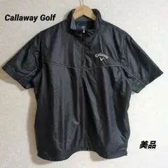 キャロウェイ ゴルフ 刺繍ロゴ ハーフジップ プルオーバージャケット Ｌ 黒