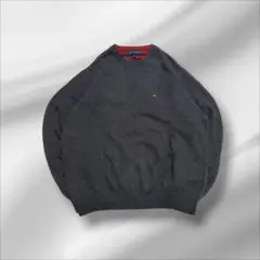 TOMMY HILFIGER コットンニット セーター ロゴ刺繍 L