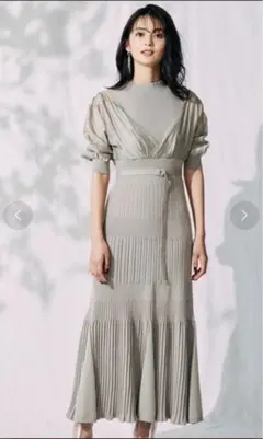 【美品】マーキュリーデュオ＊異素材ドッキングフレアニットワンピース