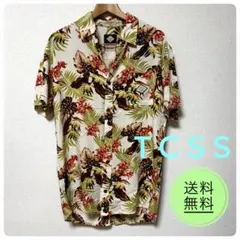 美品 TCSS レーヨン100% アロハシャツ L 総柄 ボタニカル 半袖シャツのサムネイル