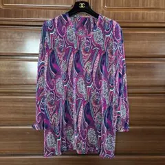 ❤️ペイズリー柄 長袖チュニック マルチカラー❤️プリーツ素材