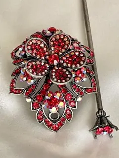 花の簪　かんざし　着物　浴衣　祭り　成人式　入学式　卒業式　アンティークシルバー