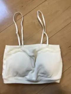 ホワイトリブ編みベアトップ　チューブトップ