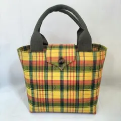 着物リメイク　チェック柄トートバッグのサムネイル