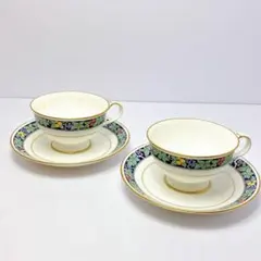 3225△ Noritake 花柄ティーカップ・ソーサー 2個セット