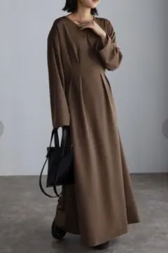 Bonjour Sagan ウエストタック 長袖 ワンピース