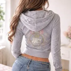 Juicy Couture パーカー y2k ベロア ロゴ ラインストーン Mのサムネイル
