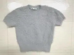 【ほぼ未使用・美品】ZARA ザラ　半袖ニット　モヘア　ライトグレー